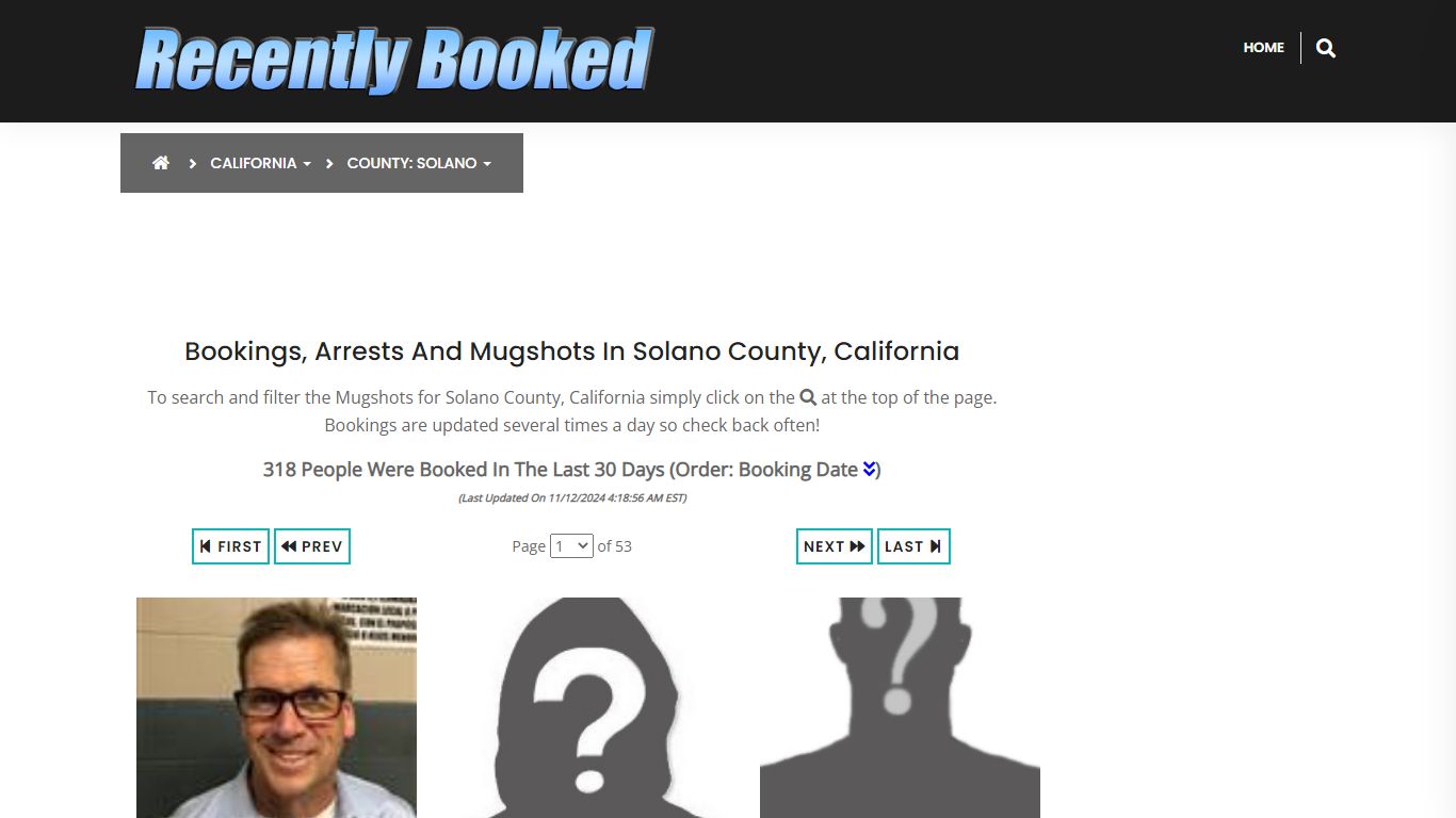 Bookings, Arrests and Mugshots in Solano County, California